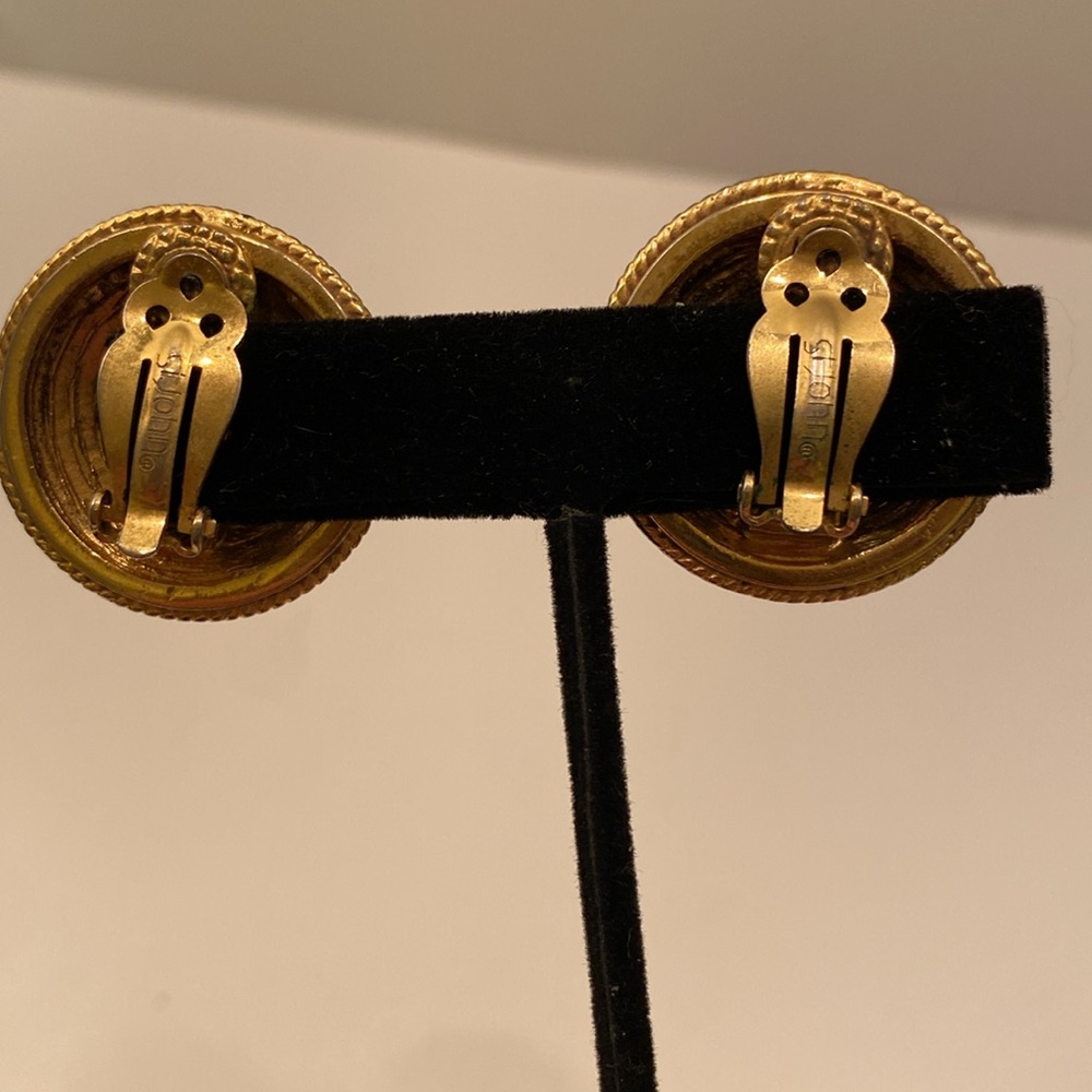 Fabulous Vintage St John Logo Earrings Clip On - Picture 3 of 5